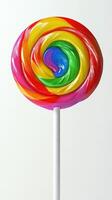 Colorful spiral lollipop design showcasing vibrant hues on display photo