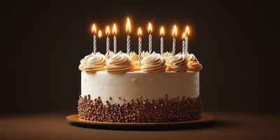 Celebrate with a delicious cake adorned with candles for a special birthday party gathering photo