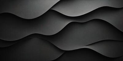 Elegant black waves crafted from textured material create a sophisticated backdrop design for modern aesthetics photo