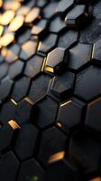 Textured hexagonal pattern illuminated with warm light creates a striking visual effect in a contemporary setting photo