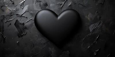 Dark heart shaped object on a textured black surface creates a striking visual contrast for minimalist art lovers photo