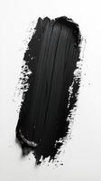 Black paint stroke on canvas creates a striking visual contrast with smooth texture and artistic appeal in a minimalistic composition photo
