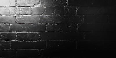 Textured black brick wall with subtle lighting creating an atmospheric effect in an industrial setting photo