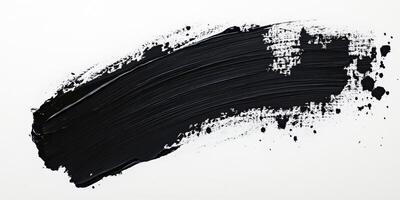 Bold black paint stroke across a blank canvas showcasing artistic expression and creativity at a contemporary art studio photo