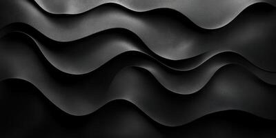 Abstract black wave patterns creating a textured surface in a minimalist artistic composition photo