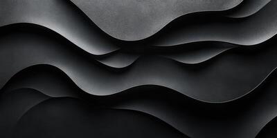 Textured black waves create an abstract background with depth and dimension in a minimalist setting photo