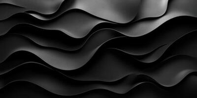 Textured black waves create a dynamic and sleek visual effect in a minimalist design photo