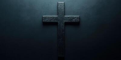 Dark and textured cross displayed against a somber background, embodying themes of faith and spirituality photo