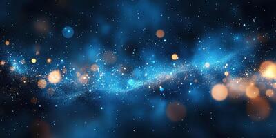 Beautiful cosmic landscape depicting sparkling stars and glowing nebulae in deep space at night photo