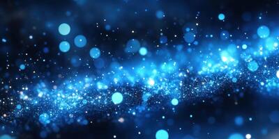 Vibrant blue particles create a mesmerizing cosmic effect in a digital art display photo