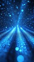 Abstract blue light rays and particles create a captivating visual experience in a dark background photo