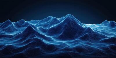 Mesmerizing waves display intricate patterns in glowing blue light photo