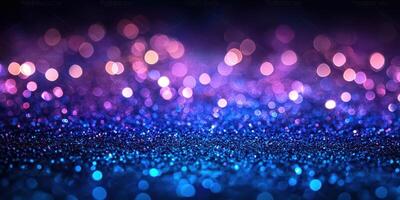 Sparkling purple and blue bokeh lights create a captivating atmosphere for celebrations and artistic designs photo