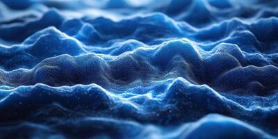 Waves of blue light create an ethereal landscape resembling an ocean under a twilight sky photo