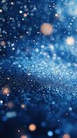 Vibrant blue backdrop filled with shimmering particles creating a magical atmosphere photo