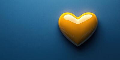 Bright yellow heart on blue background creates a warm and inviting atmosphere for heartfelt expressions photo