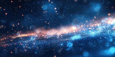 Vibrant cosmic dust in a serene night sky filled with shimmering stars and soft glowing orbs photo
