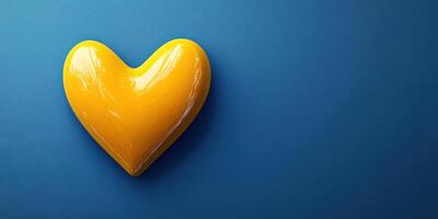 Bright yellow heart decoration on a blue background creates a cheerful and vibrant visual photo