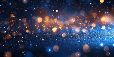 Stunning display of blue and orange particles sparkling in a dark background during a vibrant celebration photo