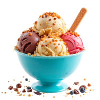 Delicious Ice Cream Bowl with Rich Flavors and Tasty Topping png