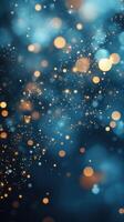 Bright, shimmering lights create a magical atmosphere in a blue background during a festive celebration photo