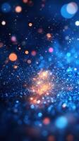 Colorful bokeh lights create a magical effect in a dark setting during nighttime hours photo