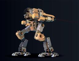 Large combat robot with guns. . vector