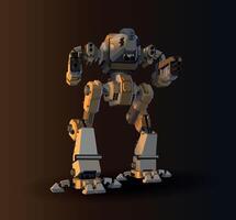 Gaming space combat robot with guns. . vector