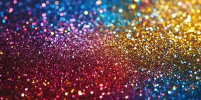 Vibrant display of colorful glitter sparkling in various hues during festive celebrations photo