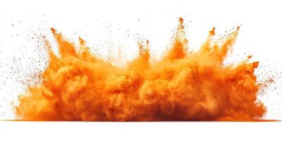 Vivid orange powder explosion creating dynamic cloud of color in an artistic display photo