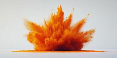 Dynamic orange explosion showcasing vivid dust particles in a controlled environment photo