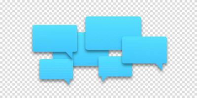 Blue speech bubbles with shadow on a white background. Communication concept between people in society, ideal for conversation or correspondence themes. vector