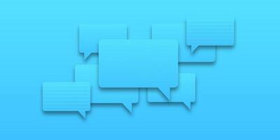 Set of blue speech bubbles with shadow on a white isolated background. Represents communication in society, perfect for message or dialogue concepts. vector