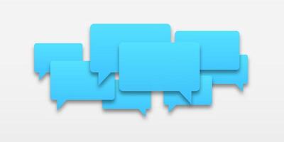 Set of blue speech bubbles with shadow on a white background. Represents communication in society, perfect for correspondence or dialogue concepts. vector