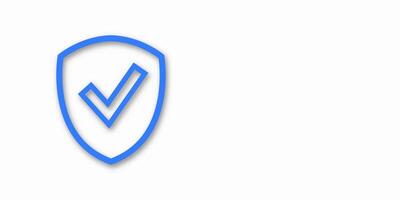 Shield and check mark icon on a banner. Symbolizes protection, validation, and success, great for branding or certification themes with text area. vector