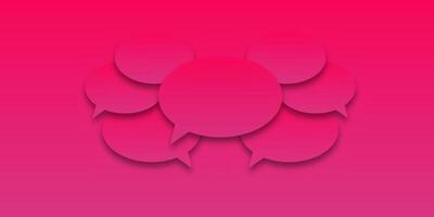 Pink or purple gradient background with colorful speech bubbles. Blank speech bubbles with shadow, great for messaging or dialogue concepts. vector