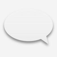 White circle speech bubble sticker with shadow. Empty blank speech bubble, ideal for messaging or dialogue themes. vector