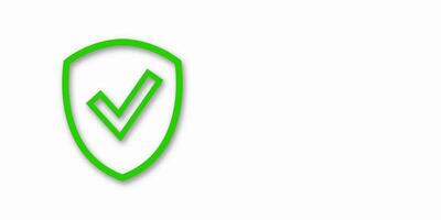 Banner with shield and check mark icon. Includes space for text, ideal for approval, security, or verification themes. vector