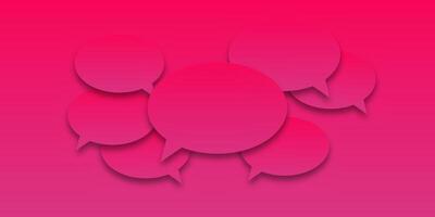 Set of colorful blank speech bubbles with shadow on pink or purple gradient background. Perfect for chat or communication themed designs. vector