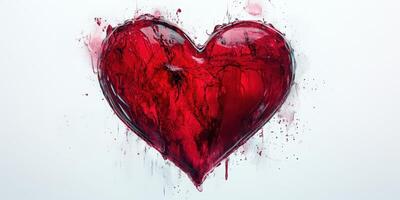 Heart shaped art in vibrant red abstract design showcasing depth and texture against a clean background photo