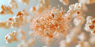 Popcorn bursts into a shower of fluffy kernels in a dynamic kitchen setting during snack time photo