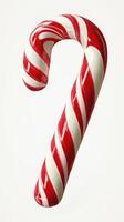Brightly colored candy cane with red and white stripes for holiday festivities and seasonal decorations photo