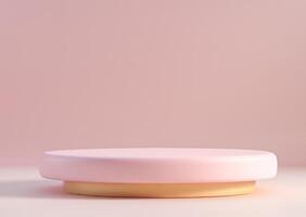 Elegant Pink and Gold Circular Product Display Platform on Pastel Background photo