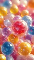 Colorful translucent spheres create a vibrant and playful atmosphere in this abstract composition photo