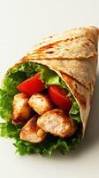 Grilled chicken wrap with fresh vegetables served in a warm tortilla for a healthy meal photo