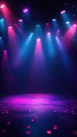 Colorful stage lighting creates an inviting atmosphere for evening performances and events in a theater setting photo