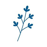 Abstract tree branch with leaves. Trendy tree branch isolated on white background. Flat design. Graphic print. Hand drawn leaf icon vector