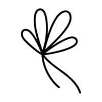 Hand drawn tied bow icon. Waving Tied ribbon in doodle style. Outline Decoration element Isolated on white. vector