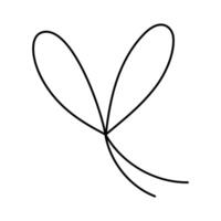 Hand drawn tied bow icon. Waving Tied ribbon in doodle style. Outline Decoration element. Isolated. vector