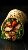 Delicious chicken wrap with fresh vegetables ready to be enjoyed at lunchtime photo